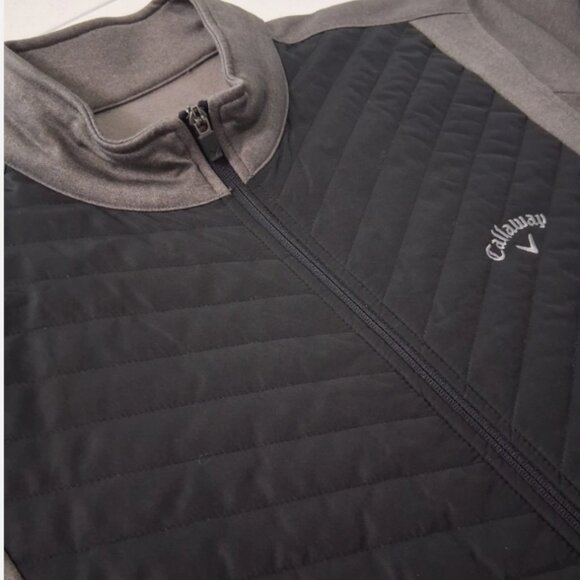 Callaway Golf Full Zippered Sweater Jacket Men's Size Large Quilted Fleece Logo - Picture 5 of 8